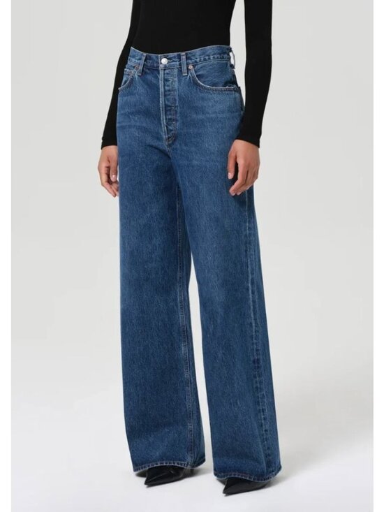 Agolde Denim - AGOLDE Womens Clara Wide Leg Dark Wash Designer Denim Jeans Size 30 Blue AN EXC